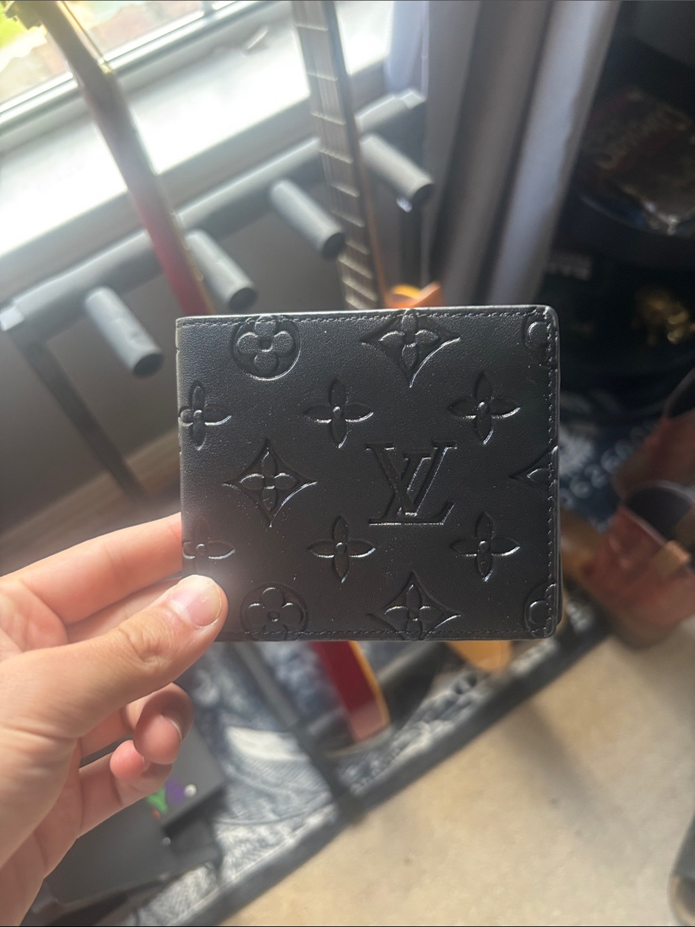 Louis Vuitton Black Monogram Embossed Leather Wallet